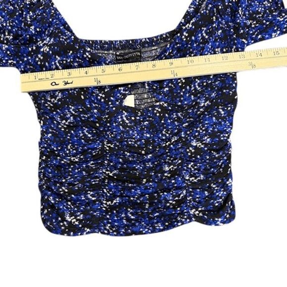 NWT Urban Outfitters Juliana Ruched Crop Peekaboo Stretch Blue Black Size Small - Picture 9 of 12
